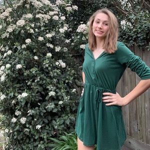 Green wrap dress cover-up long sleeve mini dress